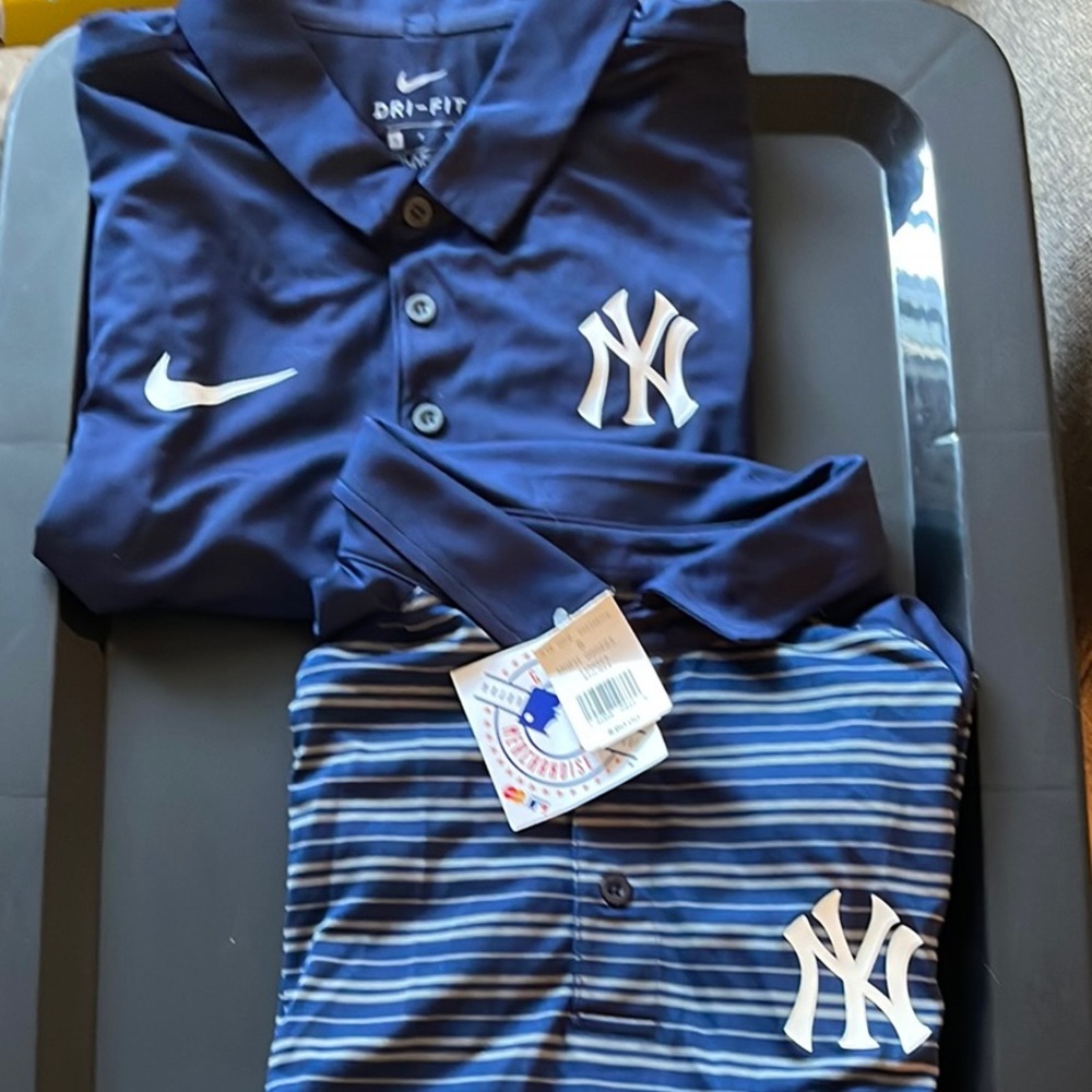 Nike MLB New York Yankees Dri-FIT Polo Shirts - Navy and Striped